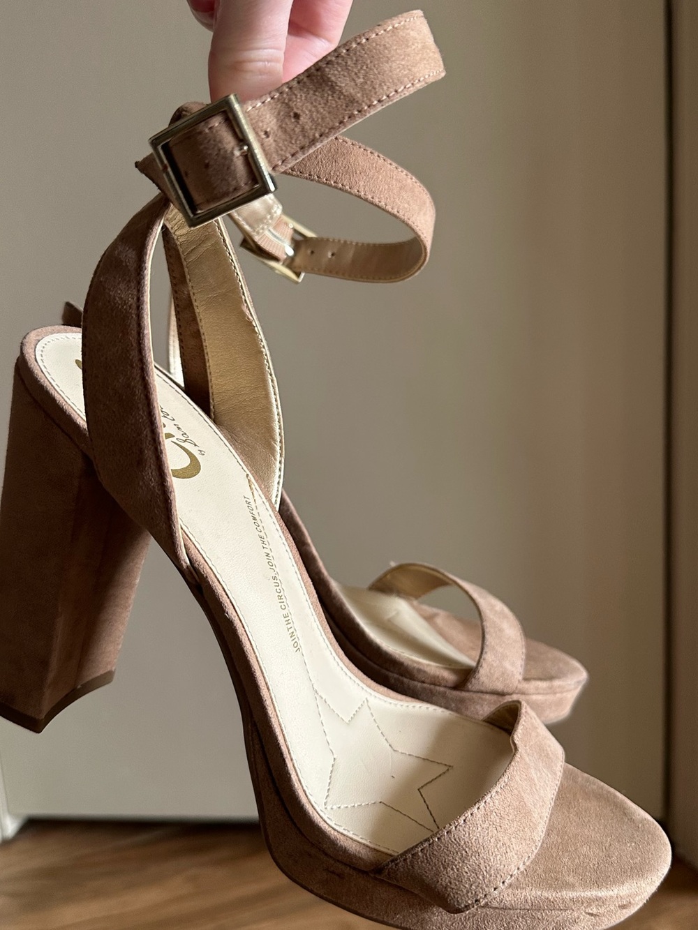 Circus ankle strap block heels